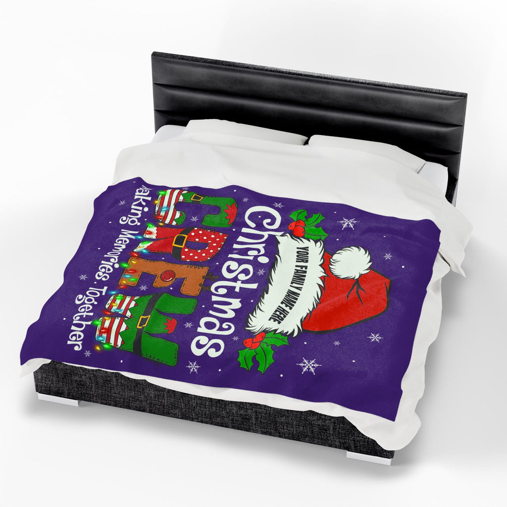 Personalized Christmas Crew Velveteen Plush Blanket Large — "Making Memories Together"