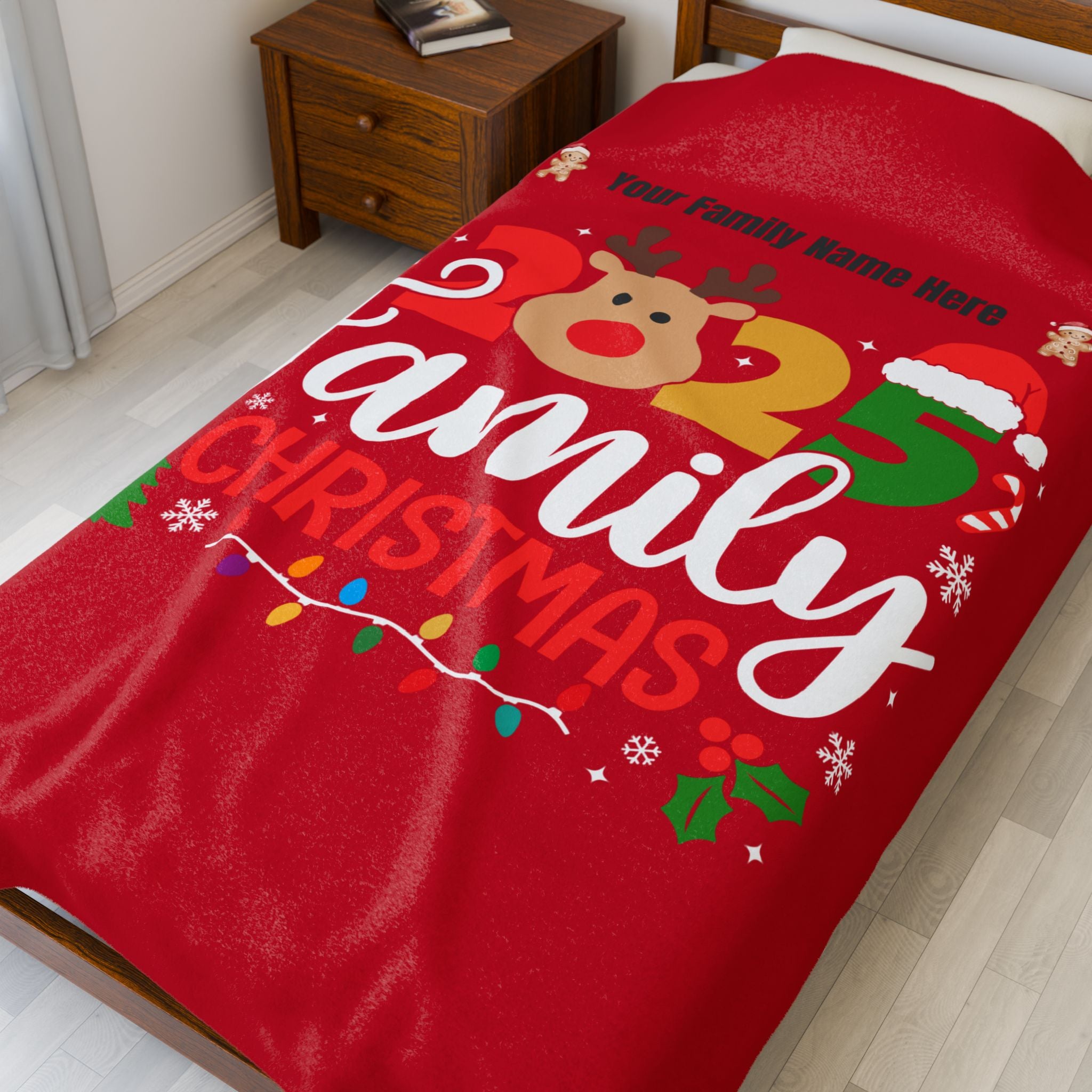 Personalized Christmas Crew Velveteen Plush Blanket Large — "Making Memories Together"