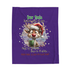 Christmas Reindeer Velveteen Plush Blanket – “Dear Santa I’ve Been Good All Year” Holiday Throw