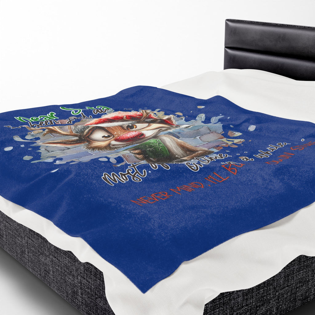 Christmas Reindeer Velveteen Plush Blanket – “Dear Santa I’ve Been Good All Year” Holiday Throw