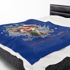Christmas Reindeer Velveteen Plush Blanket – “Dear Santa I’ve Been Good All Year” Holiday Throw