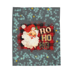Vintage Santa 'Ho Ho Ho' Velveteen Plush Christmas Blanket — Cozy Holiday Throw