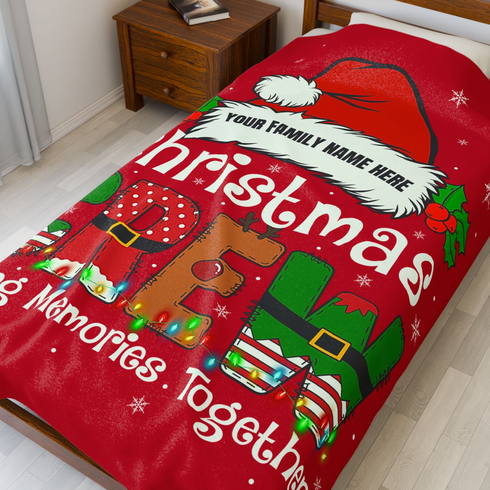 Personalized Christmas Crew Velveteen Plush Blanket Large — "Making Memories Together"