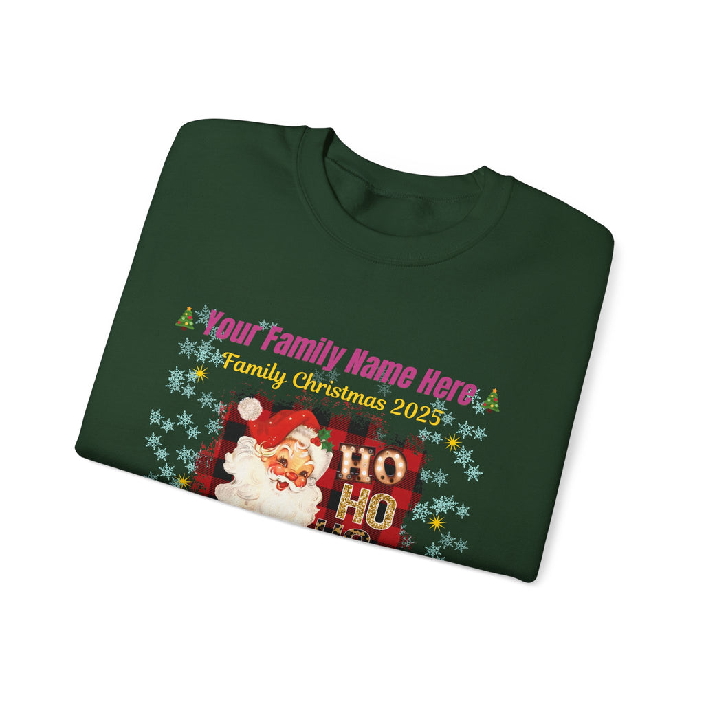 Personalized Santa "HO HO HO" Christmas Sweatshirt — Add Family Name & Year