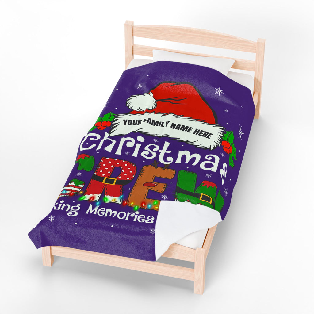 Personalized Christmas Crew Velveteen Plush Blanket Large — "Making Memories Together"