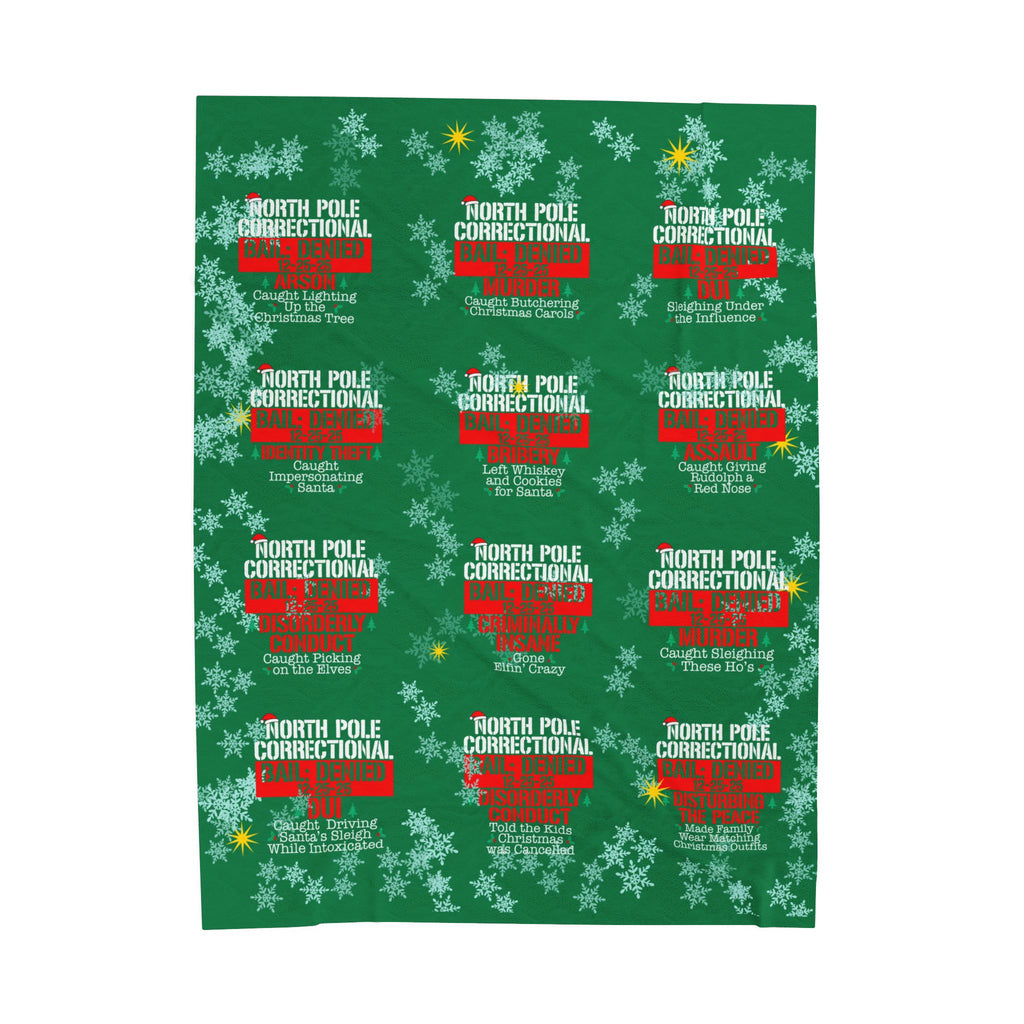 North Pole Correctional Velveteen Plush Blanket - Cozy Holiday Throw