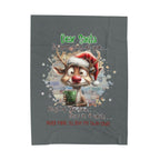 Christmas Reindeer Velveteen Plush Blanket – “Dear Santa I’ve Been Good All Year” Holiday Throw