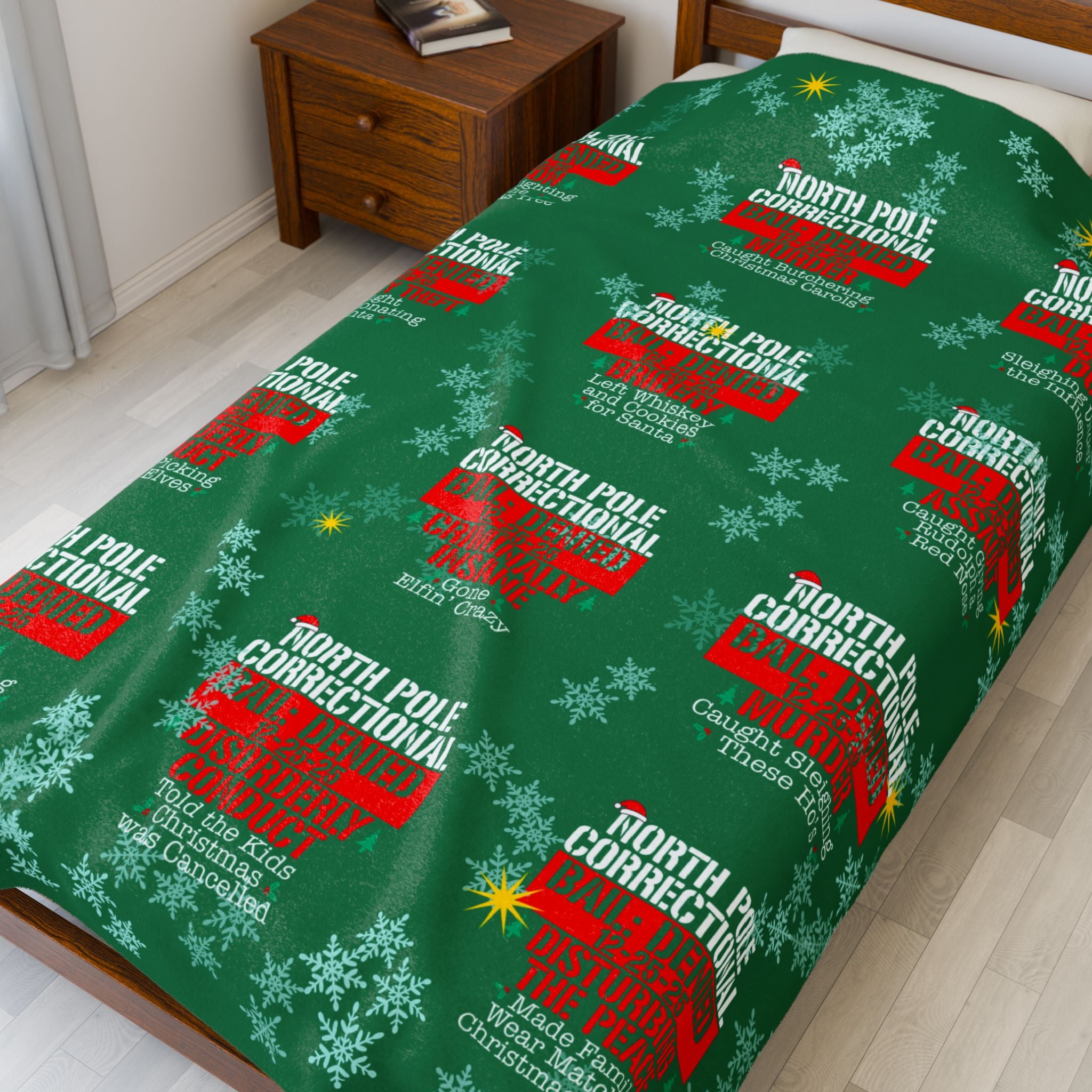 North Pole Correctional Velveteen Plush Blanket - Cozy Holiday Throw