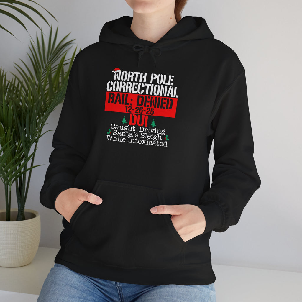 North Pole Correctional Hoodie - Unisex Heavy Blend™ Sweatshirt for Holiday Humor
