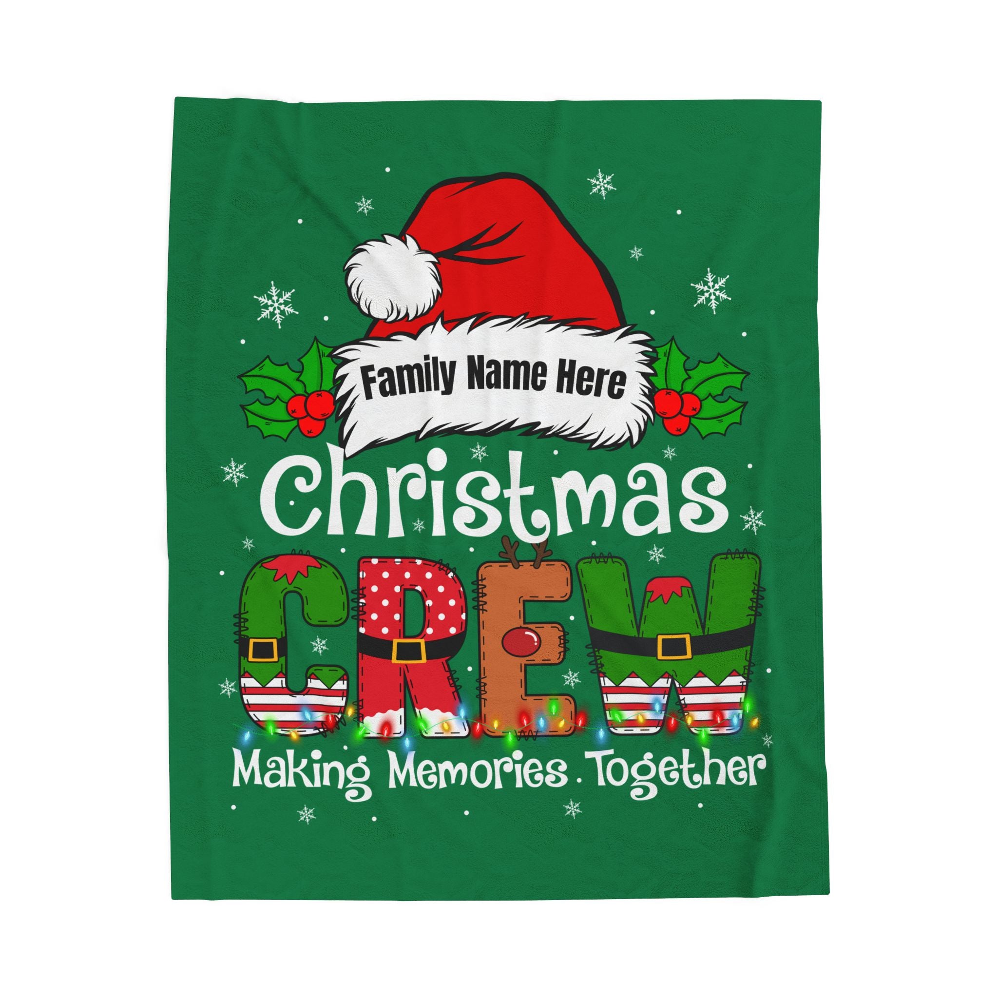 Personalized Christmas Crew Velveteen Plush Blanket — "Making Memories Together"